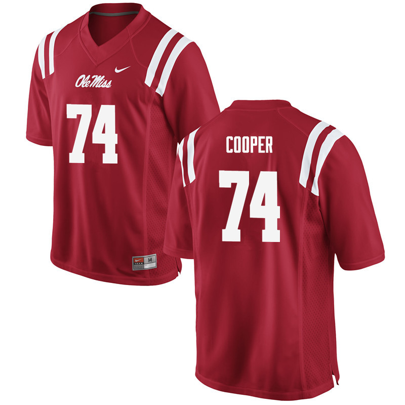 Men Ole Miss Rebels #74 Fahn Cooper College Football Jerseys-Red